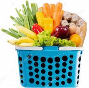  grocery carring basked filled with  fresh fruits and vegetables.